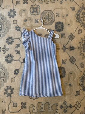 Florence Eiseman girls Blue and White Striped One-Shoulder Dress